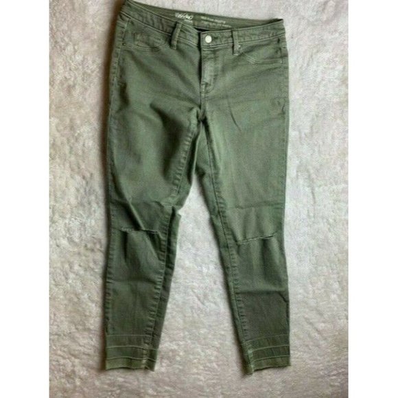 Mossimo Womens Jeans Size 6 28R Super Stretch Mid Rise Jegging Green Rip… - Picture 1 of 4